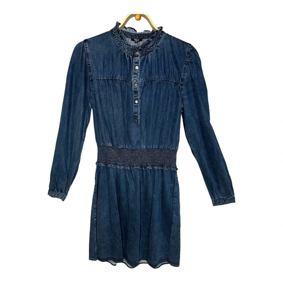 Rails Shawna Chambray Smocked Waist Minidress. Sz: M - Picture 3 of 9